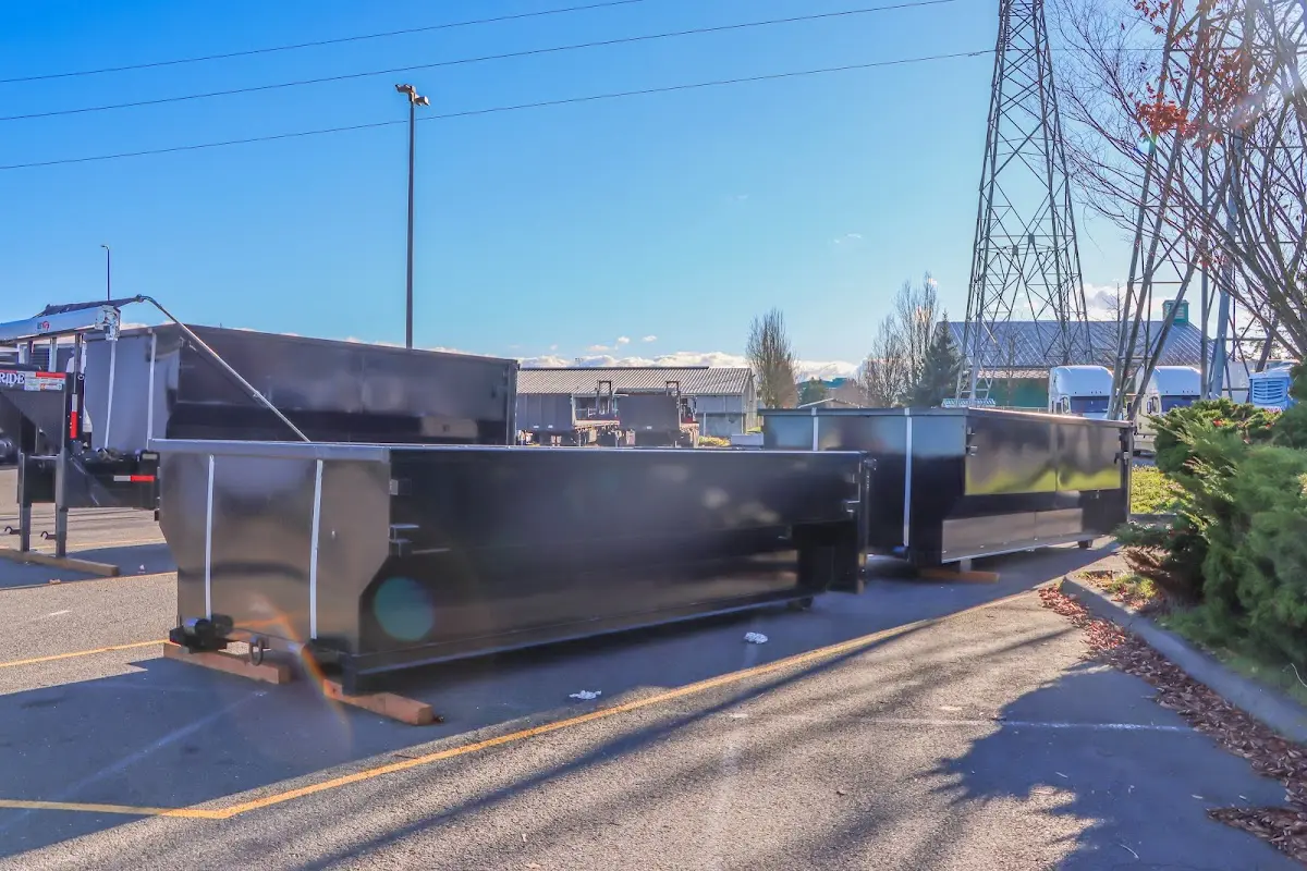 Roll-off dumpster ready for waste disposal at job site for 10 Yard Dumpster Rental in Enoch